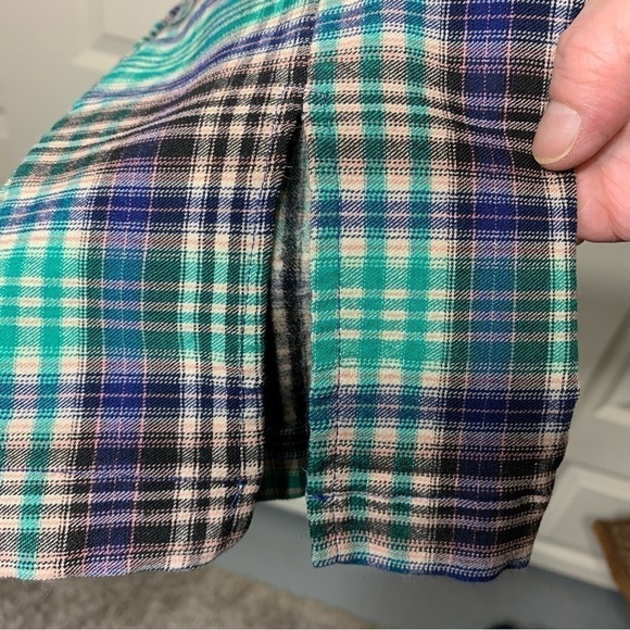 Urban Outfitters Green Plaid Pant High Rise Sz 6 Blue Tartan Front Slit Grungy - Picture 4 of 12